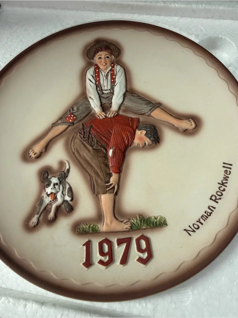 Norman Rockwell First Edition 1979 Annual Plate “Leapfrog”